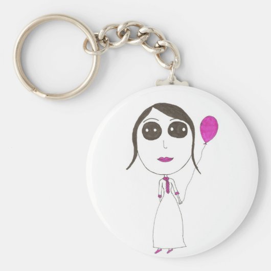 本当に大きな頭の女の子 キーホルダー (正面)