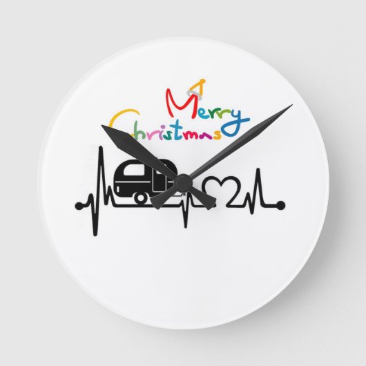 「本当に幸せなキャンパー」クリスマス時計 ラウンド壁時計 (正面)