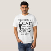 本当に猫のコスチュームで可愛いおもしろいハロウィン Tシャツ (正面フル)