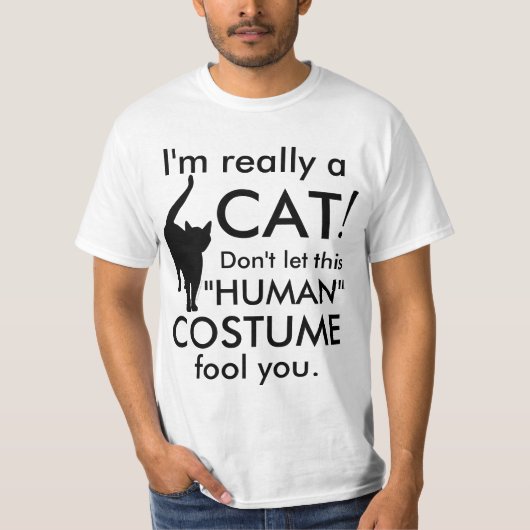 本当に猫のコスチュームで可愛いおもしろいハロウィン Tシャツ (正面)