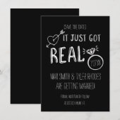 本当に現実になった！ 結婚式招待の事前お知らせカード セーブザデート (正面/裏面)