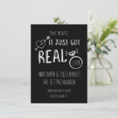 本当に現実になった！ 結婚式招待の事前お知らせカード セーブザデート (スタンド正面)