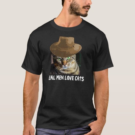 本当に男らしい人は猫が好きなTシャツ Tシャツ (正面)