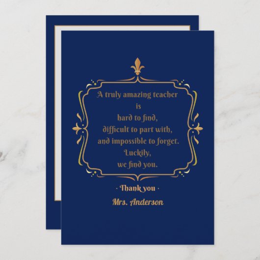 本当に素晴らしい先生は見つける懸命である サンキューカード (正面/裏面)