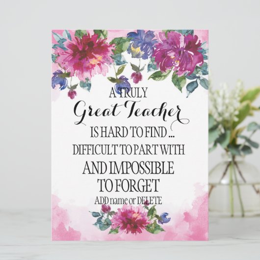 本当に素晴らしい先生へ 感謝の気持ちを込めて カード (スタンド正面)