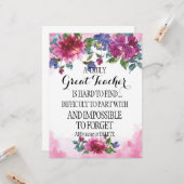 本当に素晴らしい先生へ 感謝の気持ちを込めて カード (正面/裏面インサイチュ)