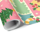 本当に素朴なレトロなクリスマスジンジャーブレッドの木 ラッピングペーパー (ロールコーナー)