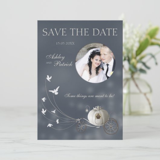 本当のおとぎ話はあなたの写真の結婚式を加えます 招待状 (スタンド正面)