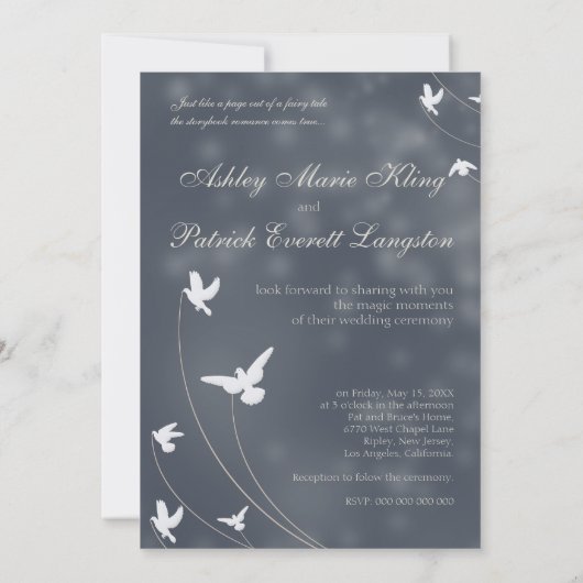 本当のおとぎ話はあなたの写真の結婚式を加えます 招待状 (裏面)