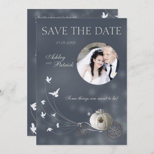 本当のおとぎ話はあなたの写真の結婚式を加えます 招待状 (正面/裏面)