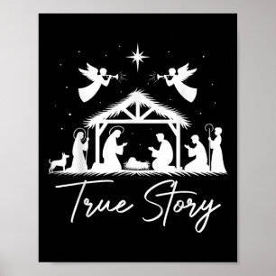 本当のストーリー クリスマス ナティビティ ジェスチャン クリスチャン メンズ  ポスター