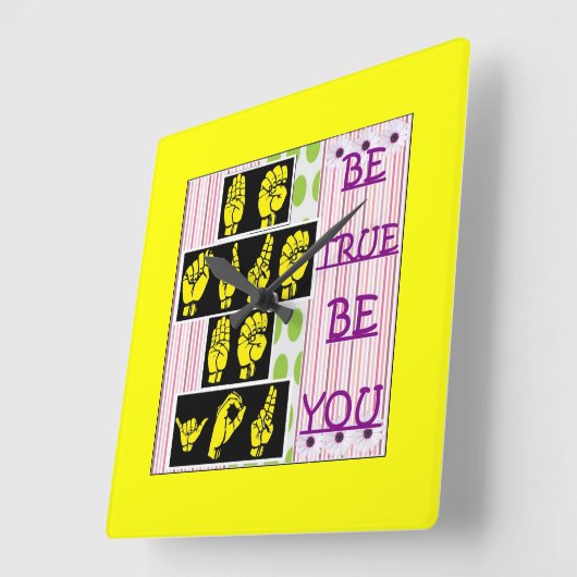 本当の事は君が言語時計にサインすることだ スクエア壁時計 (傾斜)