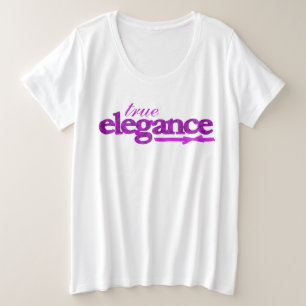 本当の優雅の紫色のダマスク織及びリボンの革紐の上 プラスサイズTシャツ