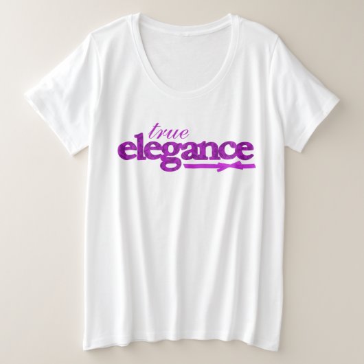 本当の優雅の紫色のダマスク織及びリボンの革紐の上 プラスサイズTシャツ (デザイン正面)