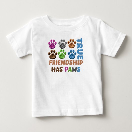 本当の友情には肉球がある ベビーTシャツ (正面)
