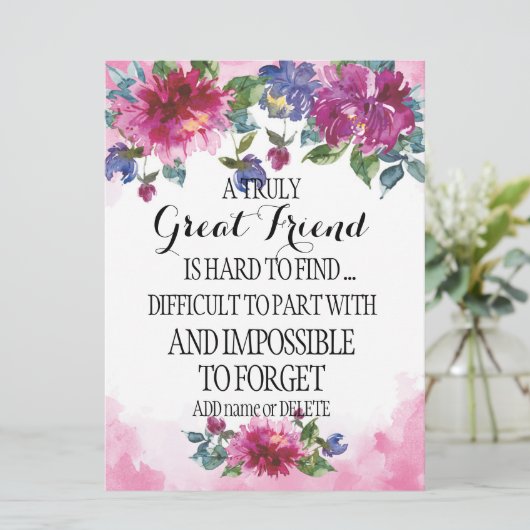 本当の友素晴らし人ありがとう感謝の贈り物 カード (スタンド正面)