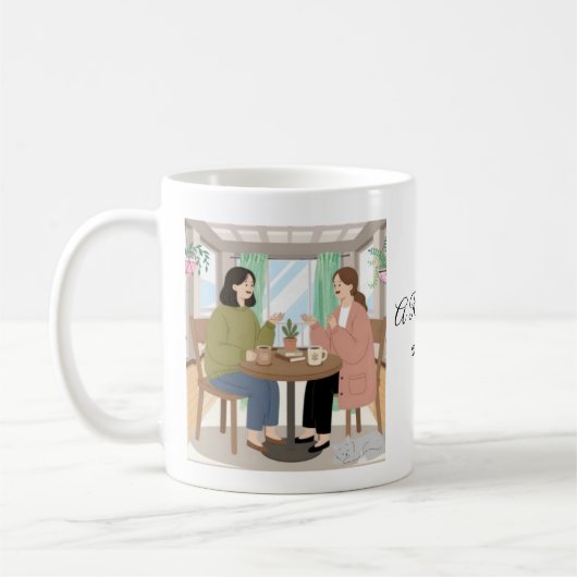 本当の友達と猫 コーヒーマグカップ (左)