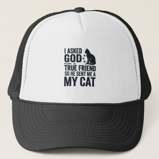 本当の友達を神様に願ったら猫くれた ビンテージ風デザイン キャップ (正面)