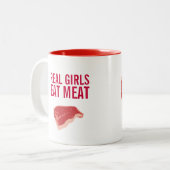 本当の女子は肉を食べる コーヒーマグ ツートーンマグカップ (正面左)