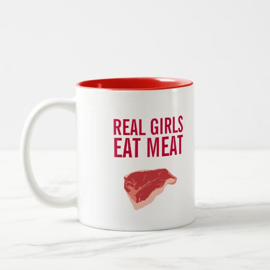 本当の女子は肉を食べる コーヒーマグ ツートーンマグカップ (左)