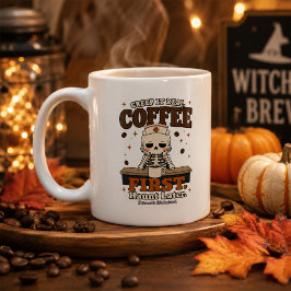 本当の怖さを Coffee First Haunt Later スケルトン コーヒーマグカップ