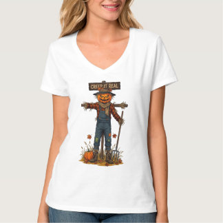本当の恐怖のかかしパンプキン・ハロウィンデザイン Tシャツ
