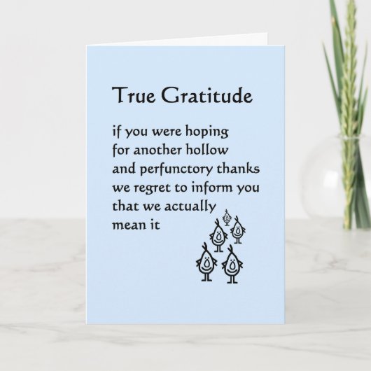 本当の感謝 – おもしろいあなたの詩 サンキューカード (正面)