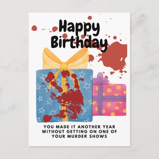 本当の犯罪が原因で殺人事件の番組のテーマにならない誕生日 ポストカード (正面)