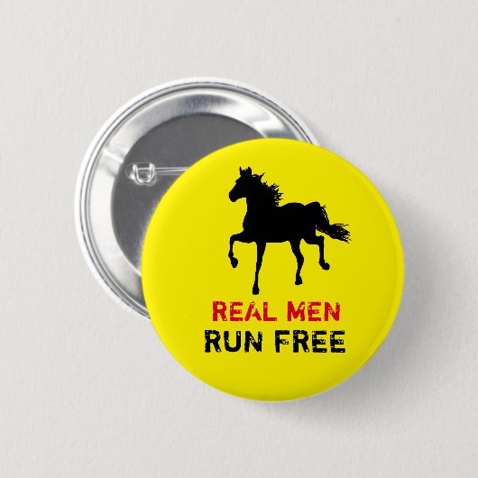 本当の男は自由に野生の黒馬のように駆ける（タフボーイ） 缶バッジ (正面&裏面)