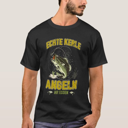 本当の男は釣りで食料を調達する アングラー Tシャツ (正面)