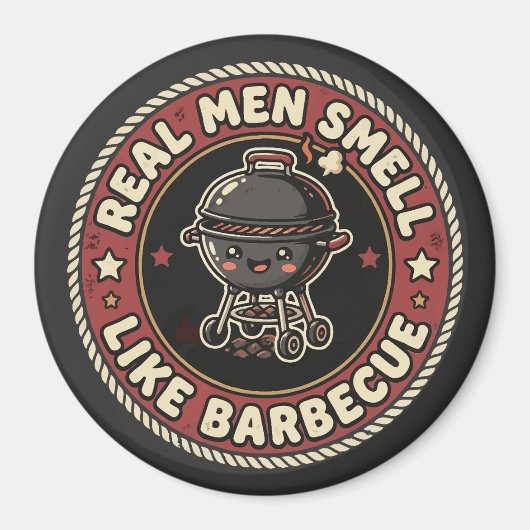 本当の男はBBQと煙の香り | グリルマスター マグネット (正面)