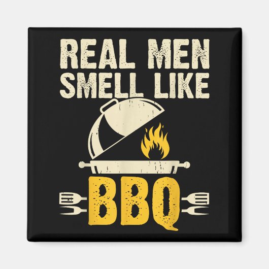 本当の男はBBQバーベキューグリル屋外の香り マグネット (正面)