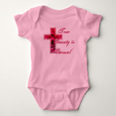 本当の美しいは永遠のばら色の十字です ベビーボディスーツ (正面)