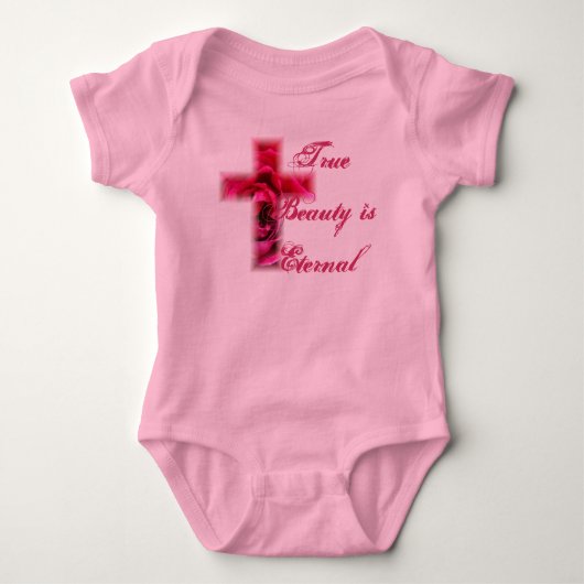 本当の美しいは永遠のばら色の十字です ベビーボディスーツ (正面)