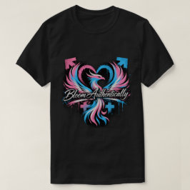 "本当の自分に花開け" トランスプライド フェニックス ハート Tシャツ