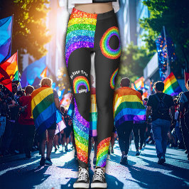 本当の自分を生きる レインボー グリッター LGBT プライド レギンス