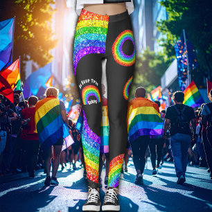 本当の自分を生きる レインボー グリッター LGBT プライド レギンス
