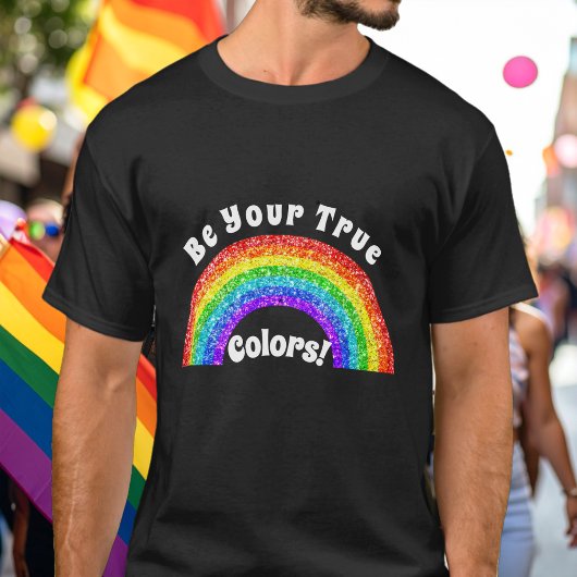 本当の自分を輝かせよう Rainbow Glitter Pride LGBT Tシャツ