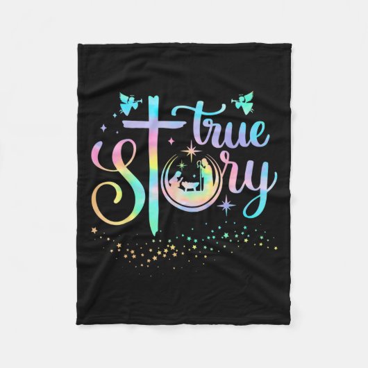 本当の話 クリスマス 聖誕 生まれたばかりのイエス キリスト教 フリースブランケット (正面)