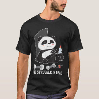 本当の闘争は怠惰なパンダ Tシャツ