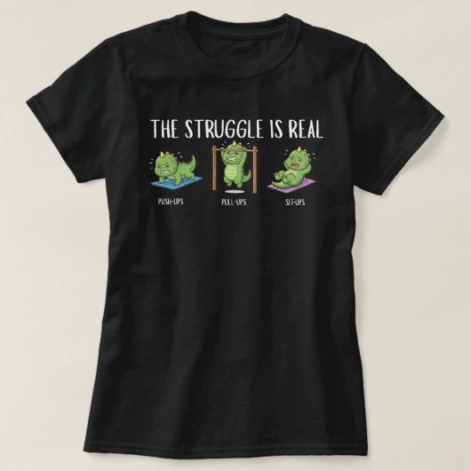 本当の闘争 面白い恐竜ジムTシャツ Tシャツ (デザイン正面)