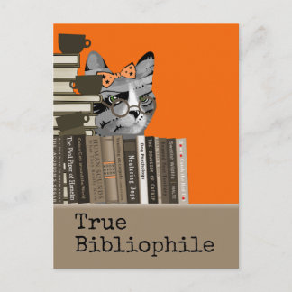 本当のBibliophile -本を持つ猫 ポストカード