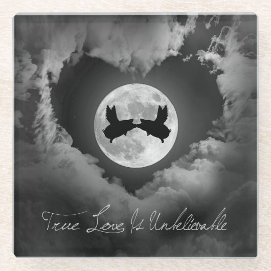 本当愛は信じ難飛行のブタの接吻です ガラスコースター (正面)