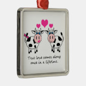 本当愛幸せな牛オーナメント メタルオーナメント (右)