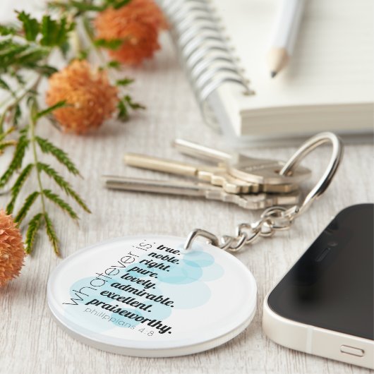 本当、右気高いであるものは何でも、Philippiansの4:8 キーホルダー (正面右)