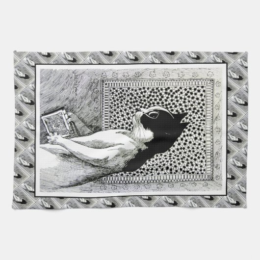 本愛情のある猫の芸術のふきん キッチンタオル (横)