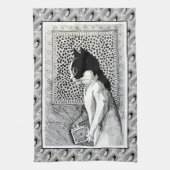 本愛情のある猫の芸術のふきん キッチンタオル (縦)