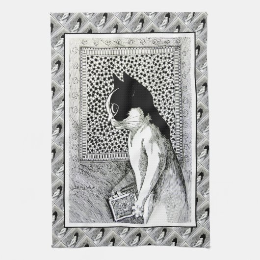 本愛情のある猫の芸術のふきん キッチンタオル (縦)