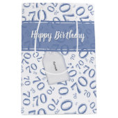 本文： 70誕生日青70パターン ミディアムペーパーバッグ (正面)