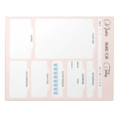 本日のパーソナライズされた予定ピンクデイリープランナー ノートパッド (正面)